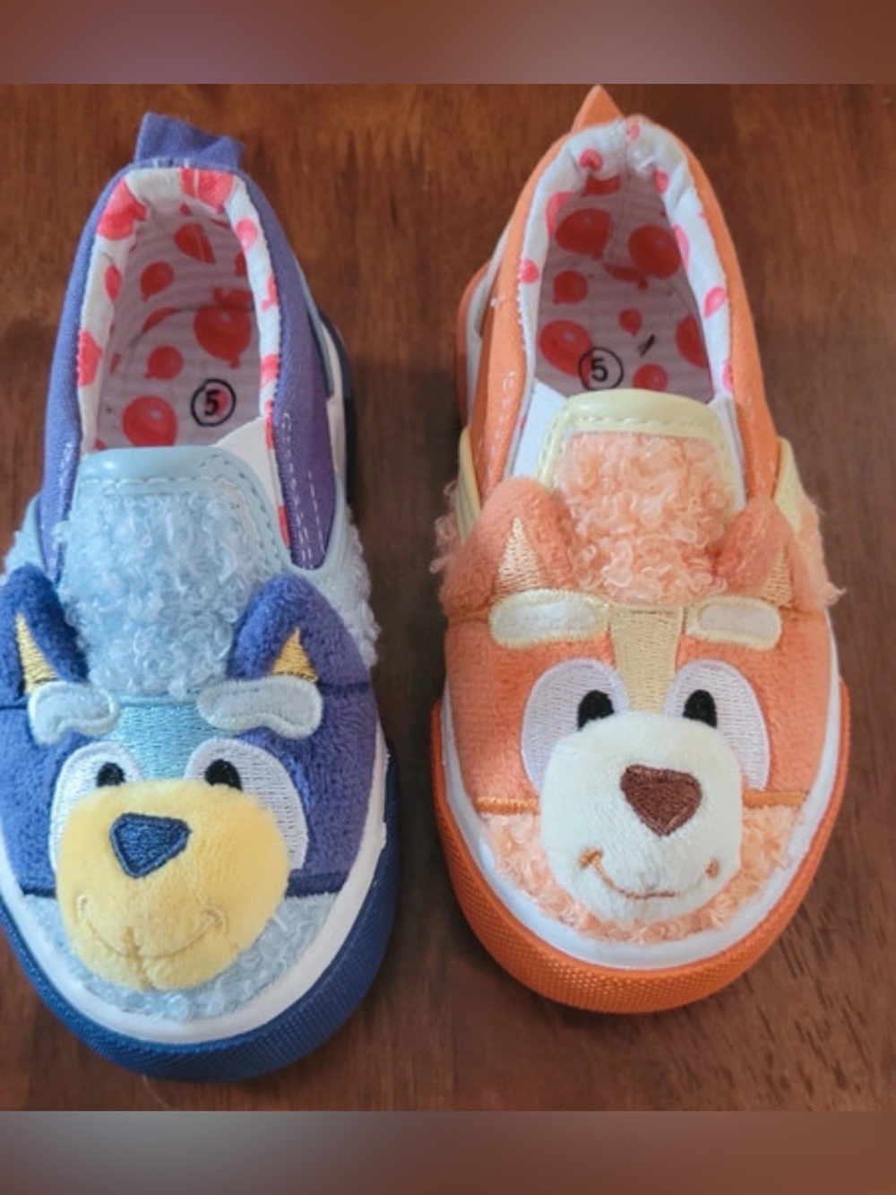 Toddler #5 Bluey Kids Plush Animal Slip-On Shoes - Blue & Orange
